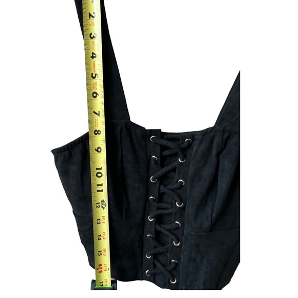 Bebe Faux Suede Lace-Up Top Jet Black XS - Picture 3 of 10